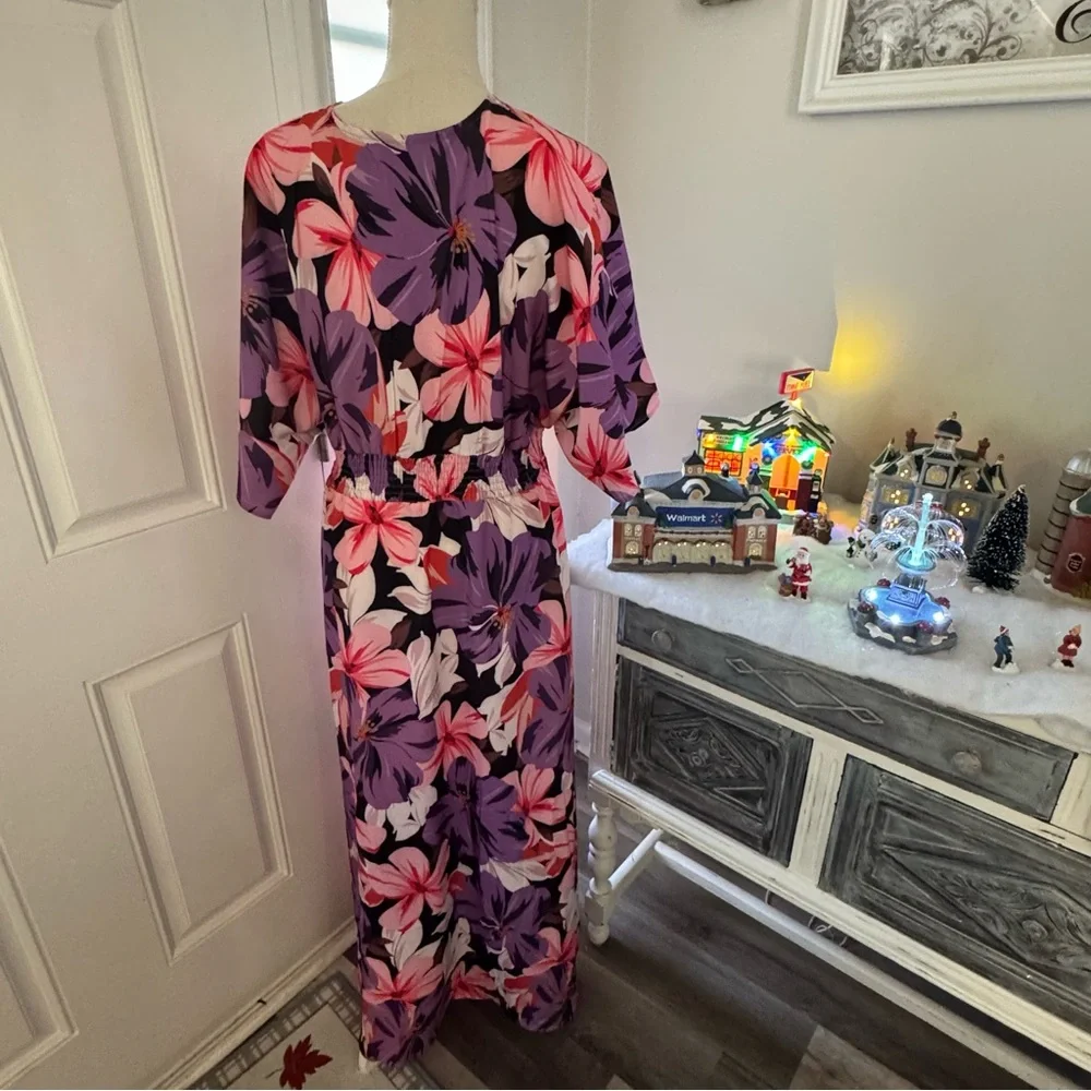 Women’s boutique floral boho split thigh maxi dress size  XL - Picture 8 of 11